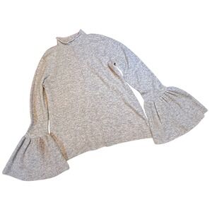 Alice & Rob Gray Knit Mock Neck Bell Sleeve Sweater Women's Size L